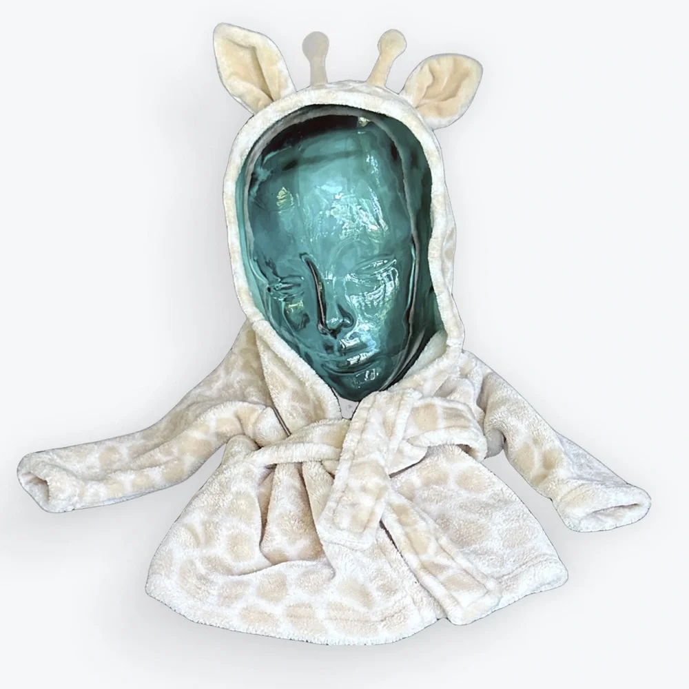 Adorable Soft Fuzzy Hooded Giraffe Robe Costume or Swim Cover Up ~ 0-9 Mos.